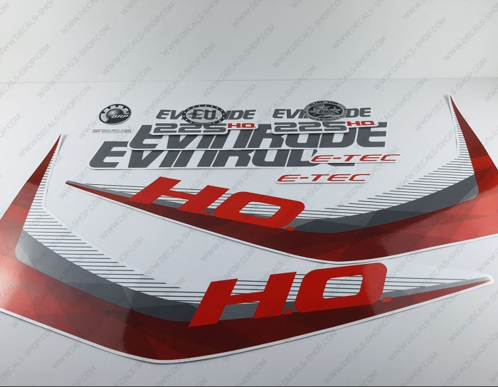 Evinrude 225HP E-tec HO 2011-2014 White Cowl Outboard Decal Kit